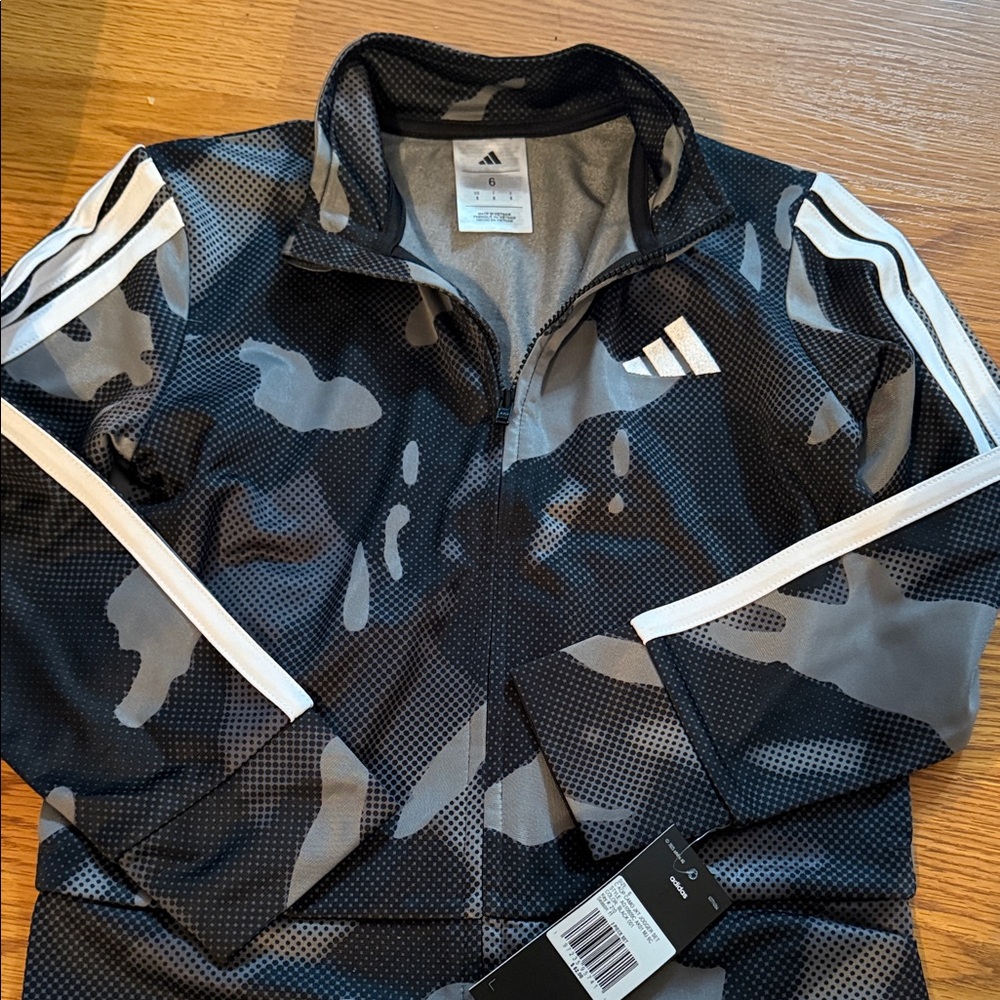adidas Black & Gray Camo Athletic Zip Jacket